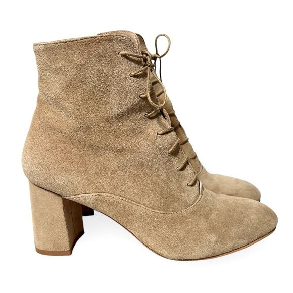 ABLE Condori Lace-Up Suede Boots in Almond Leather Lining Ethically Made in Peru - Picture 4 of 12